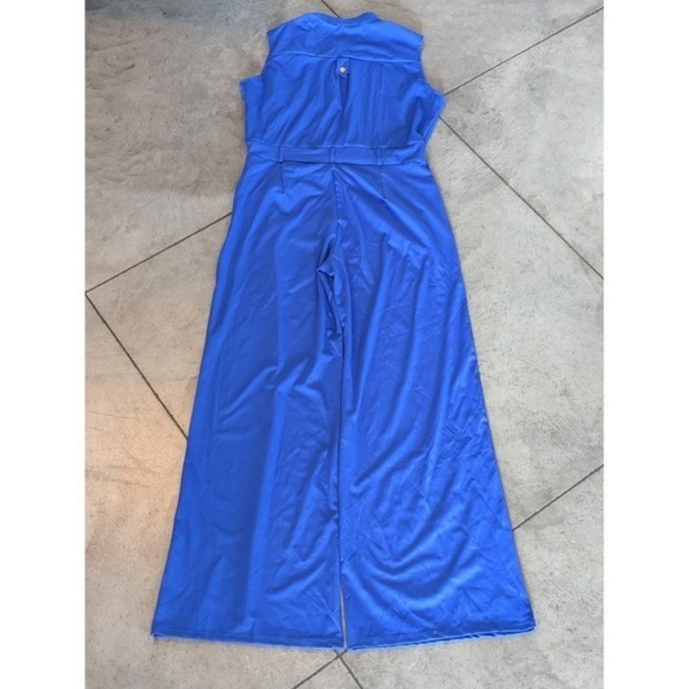 Sleeveless Wide Leg Jumpsuit Collared Top Button Front-Photos/Desc for Size - Picture 3 of 9